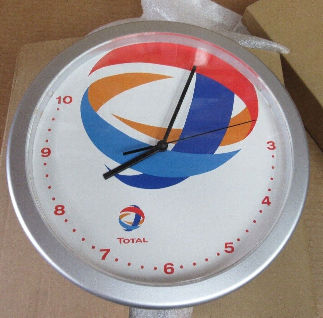 Vintage TotalEnergies Total French Petroleum Oil Wall Sign Clock NOS A