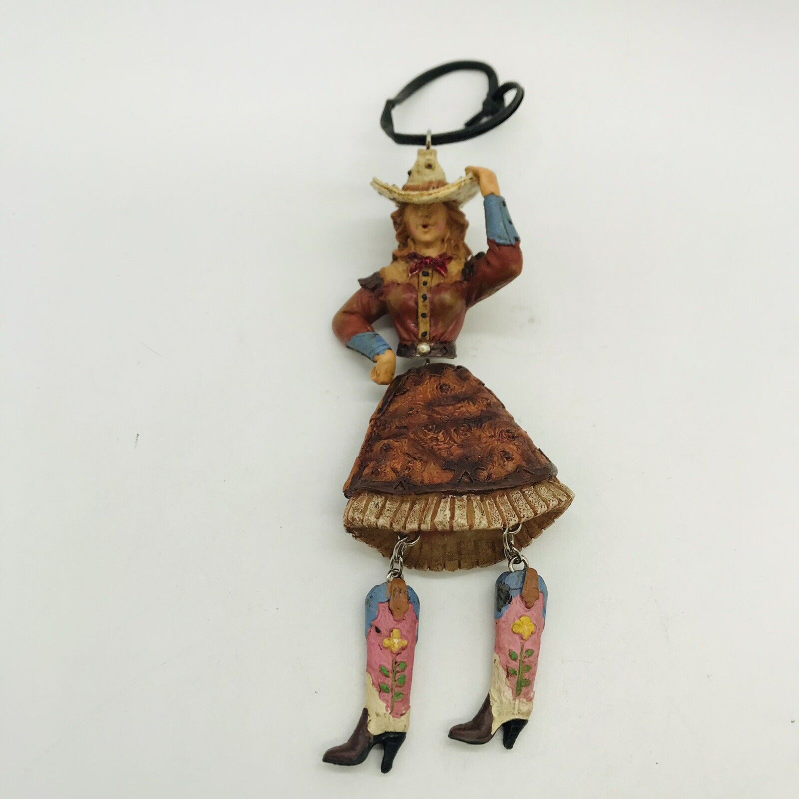 RESIN COWGIRL FIGURE ORNAMENT MOVING WAIST AND LEGS