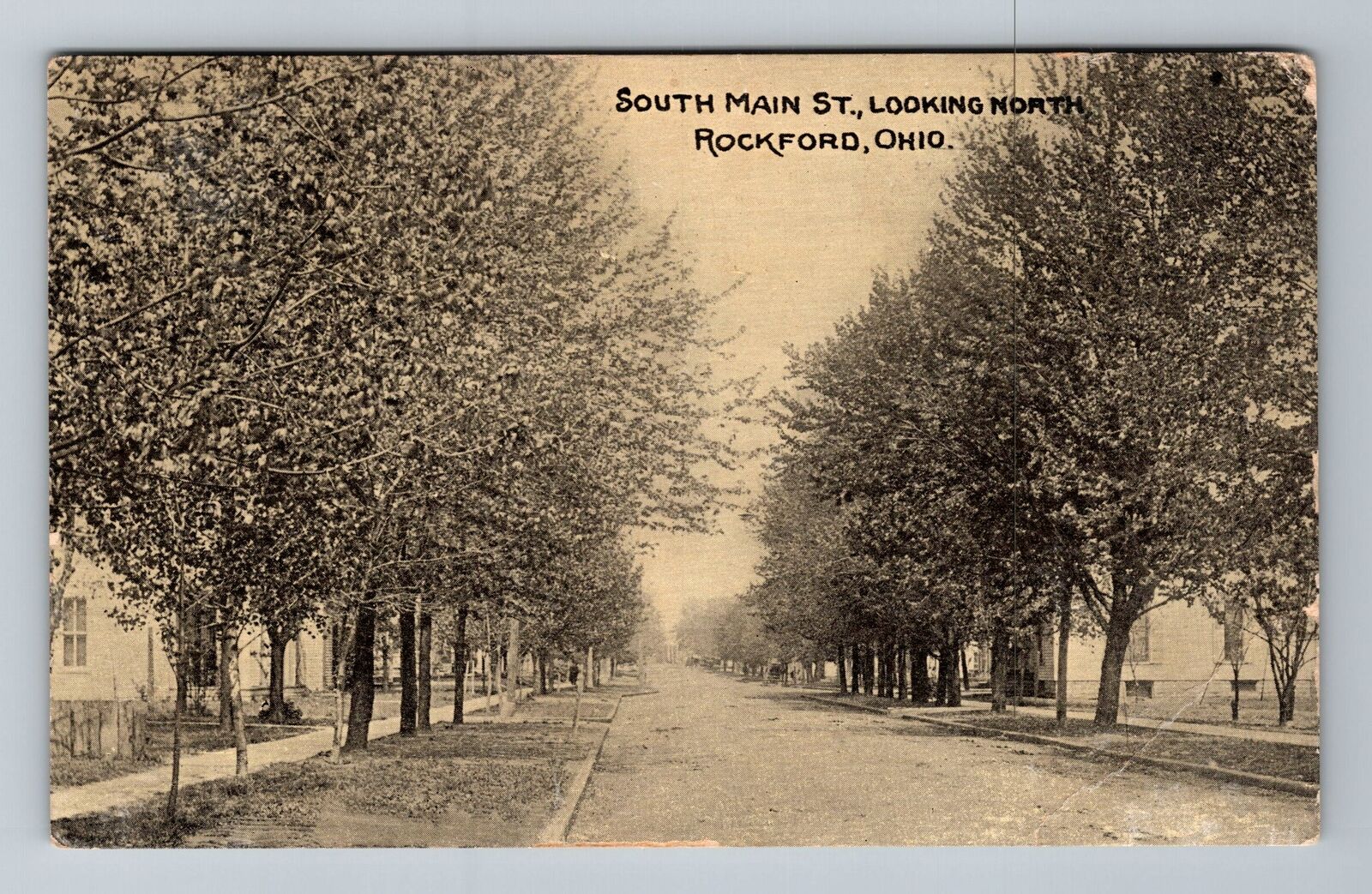 Rockford OH-Ohio, South Main St., Looking North, Trees, c1914, Vintage Postcard