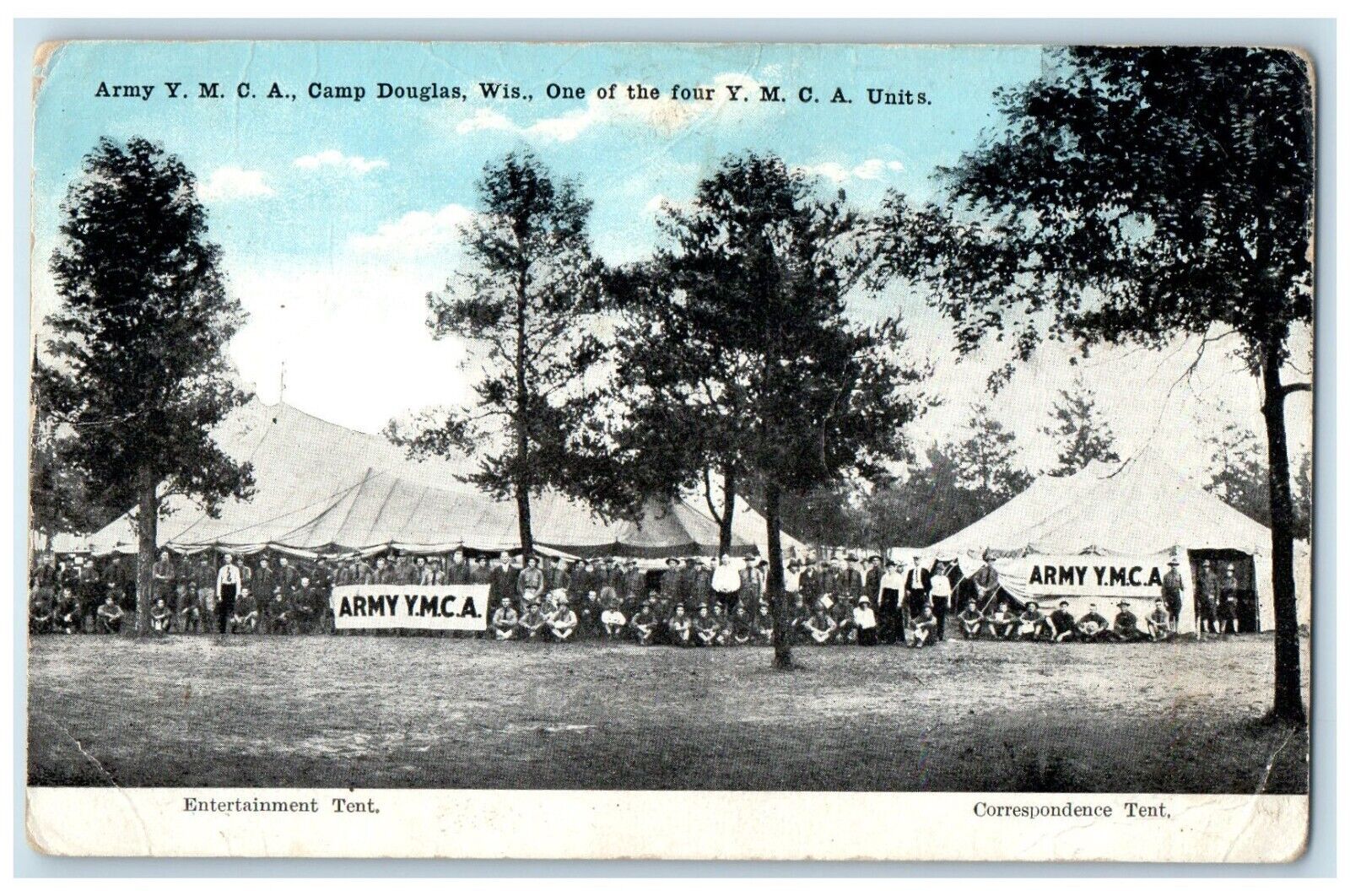 c1910's Army YMCA Entertainment Tent Camp Douglas Wisconsin WI Antique Postcard