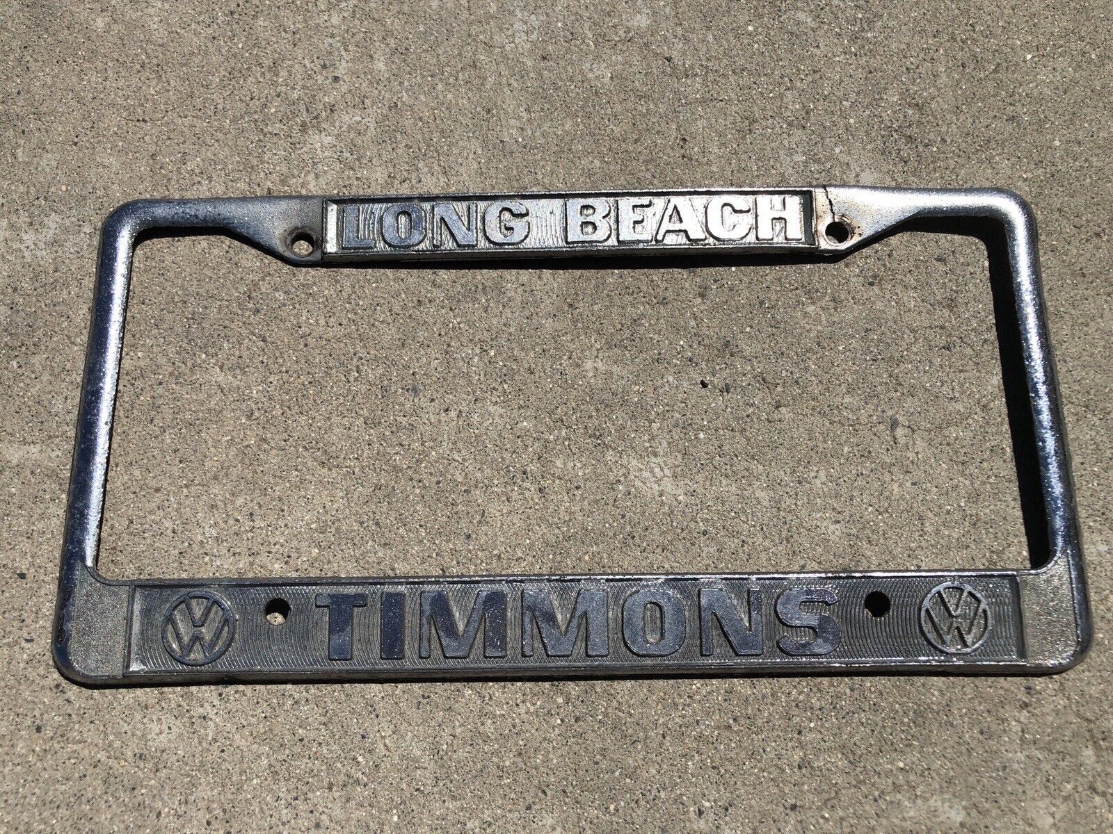 TIMMONS “LONG BEACH” Vintage VW dealership plate frame.