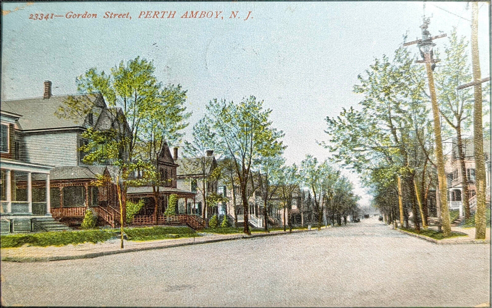PERTH AMBOY New Jersey NJ Gordon Street View 1912 Vintage POSTCARD