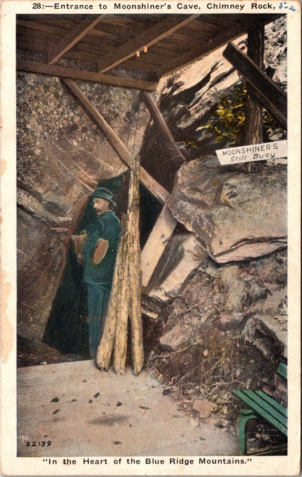 Chimney Rock NC Moonshiners Cave Blue Ridge Mountains Vtg Unposted WB Postcard