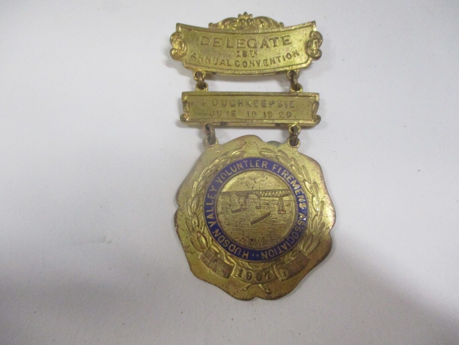 1907 Poughkeepsie NY Volunteer Firemen's Association Badge Medal