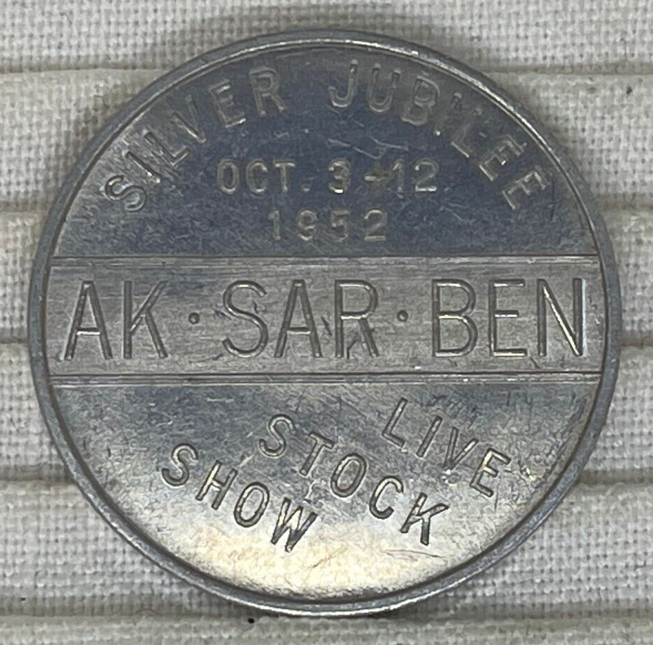 1952 AkSarBen Ak-Sar-Ben Omaha Nebraska Stock Show Silver Jubilee Aluminum Medal