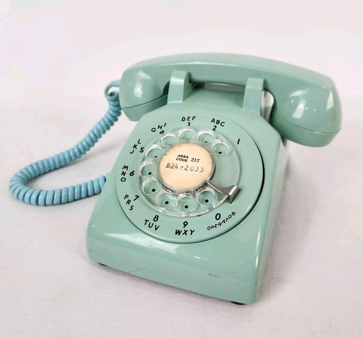 Vintage MCM Northern Electric Teal Blue Green Rotary Dial Desk Telephone Phone