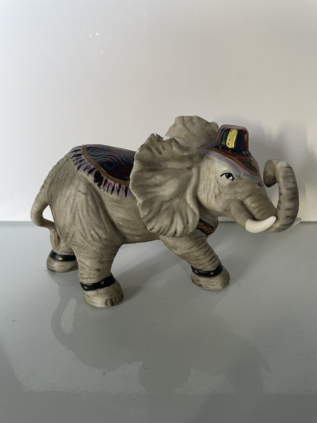  I rage Ceramic Circus Elephant Figurine Grey 6” Long 4” High