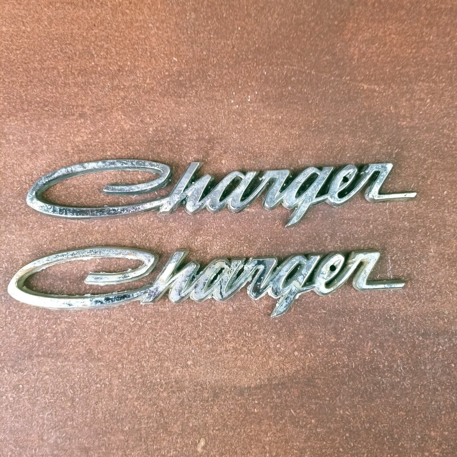 Vintage 1970s Dodge Charger Emblems Script Chrome Letters