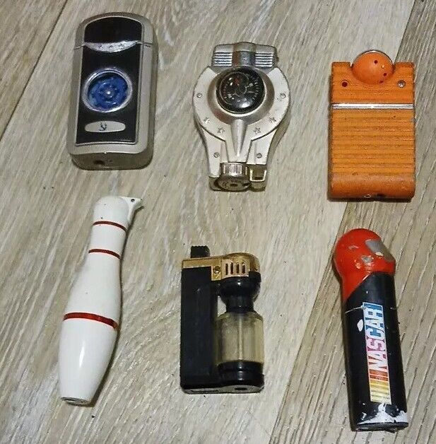 Vintage lighter lot of 6 Nascar Rare