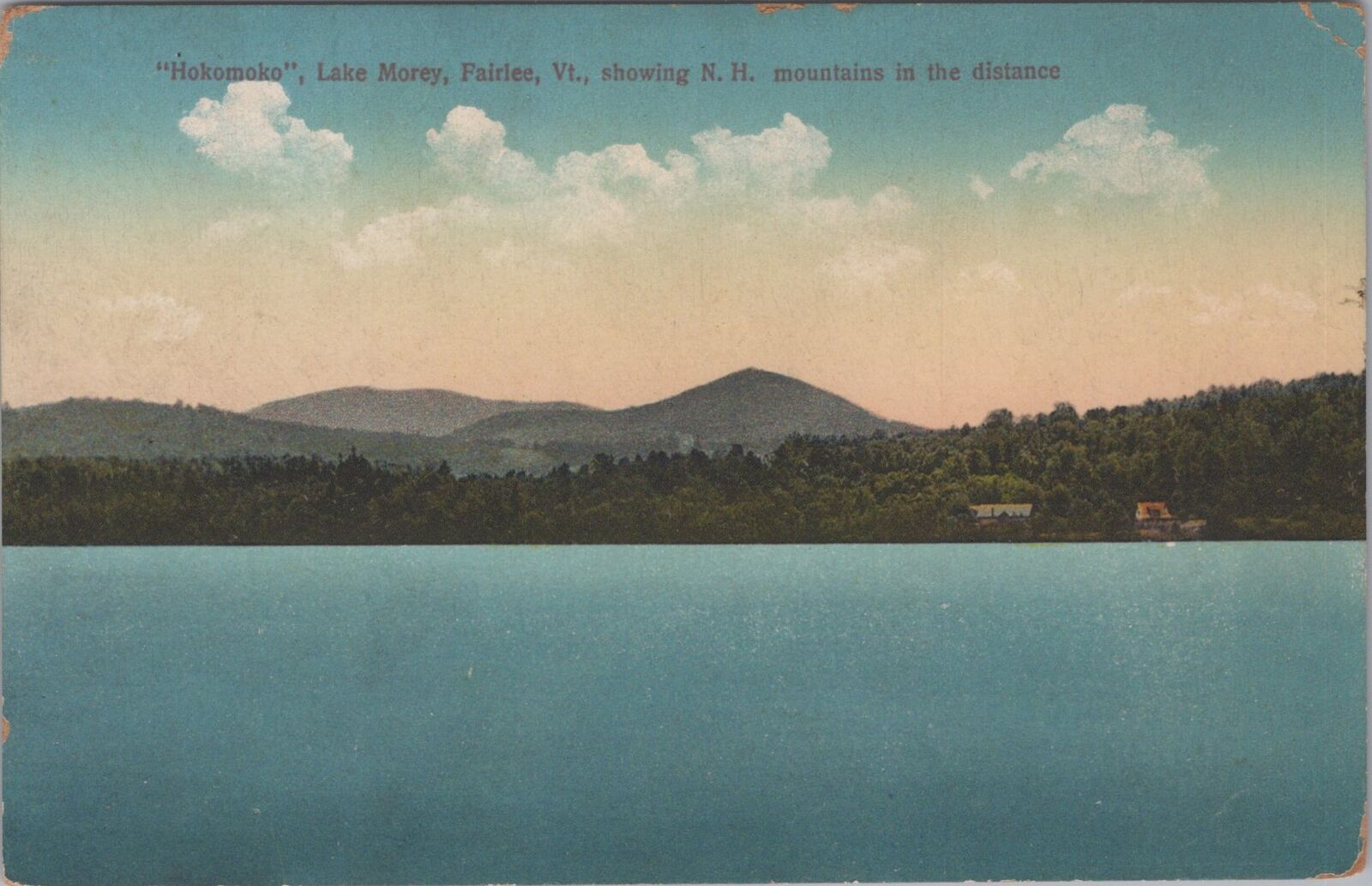 Hokomoko Lake Morey Fairlee Vermont with New Hampshire Mountains Postcard