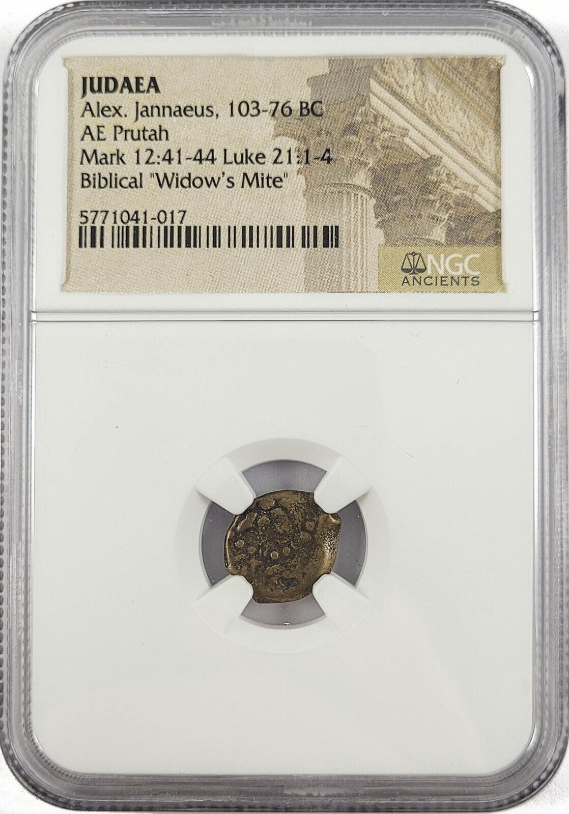 NGC Certified Widows Mite: Judean Prutah (103-76 BC) Lower Grade Biblical Coin