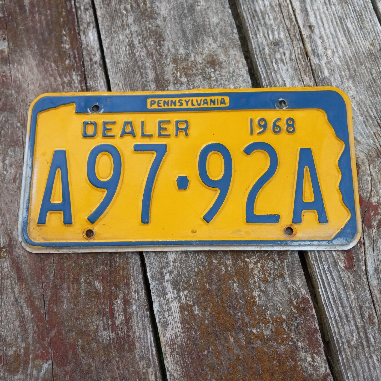 1968 Pennsylvania DEALER License Plate - \