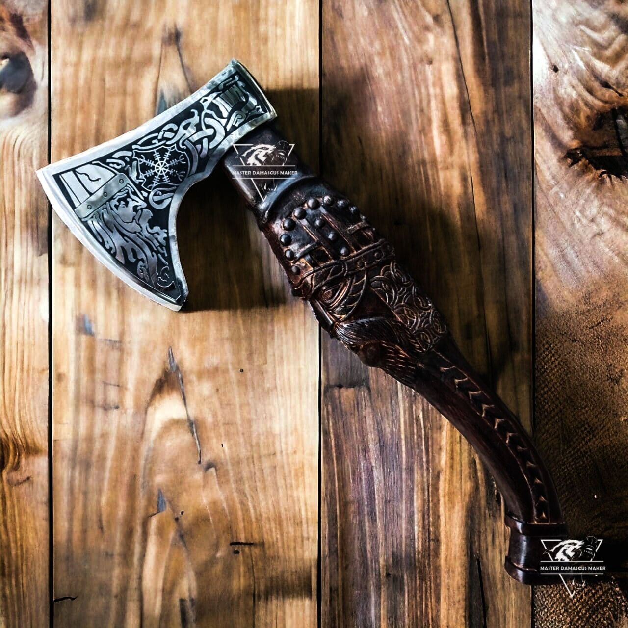 Custom Handmade Forged Odin Axe Viking Axe & Hatchet With Leather Sheet Ax