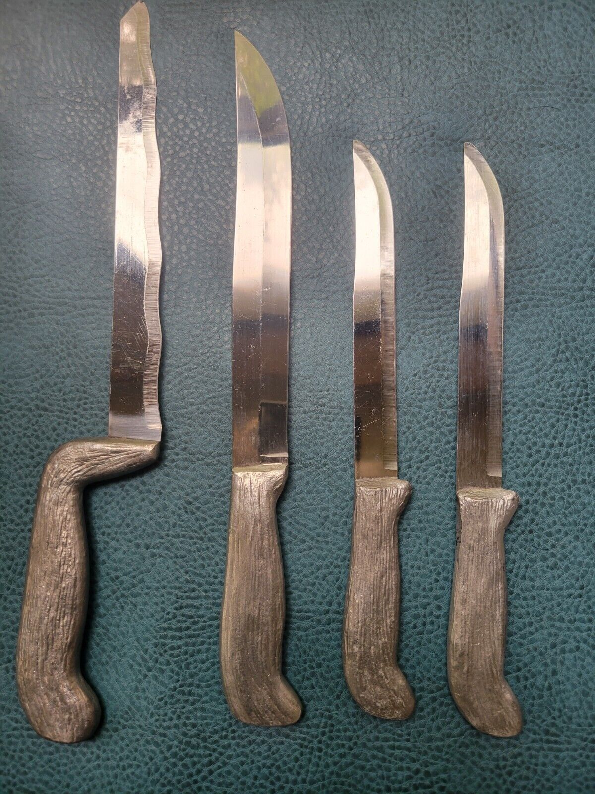 Set of 4 Vintage Trademarked Aycock Aluminum Handled Stainless Knives. 