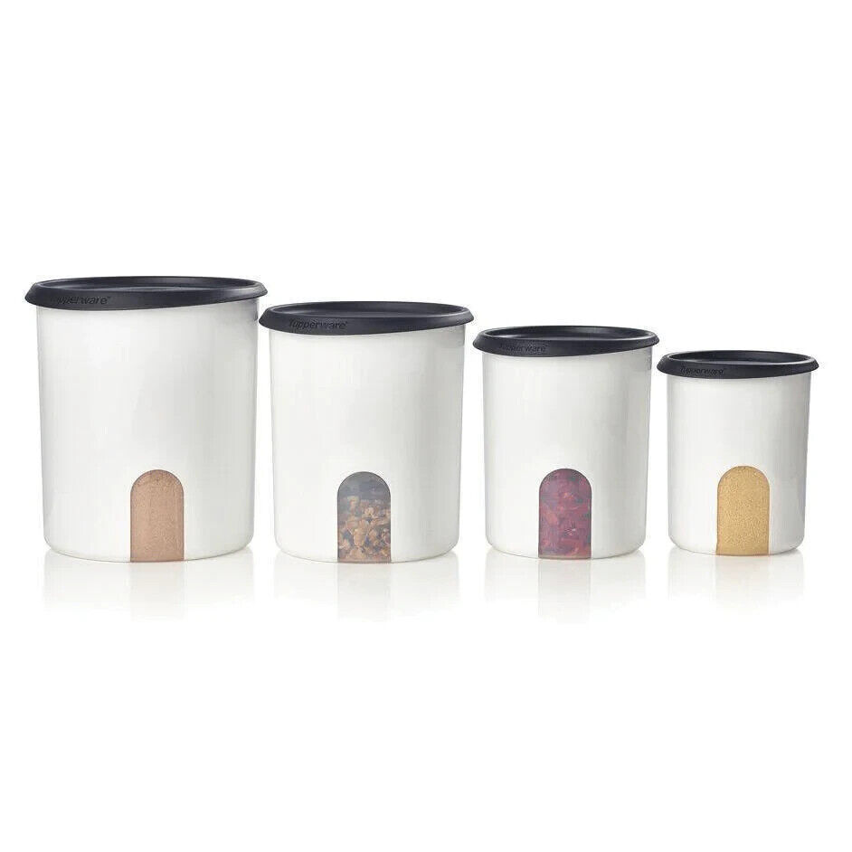 Tupperware - ONE TOUCH® REMINDER CANISTER SET (BLACK).