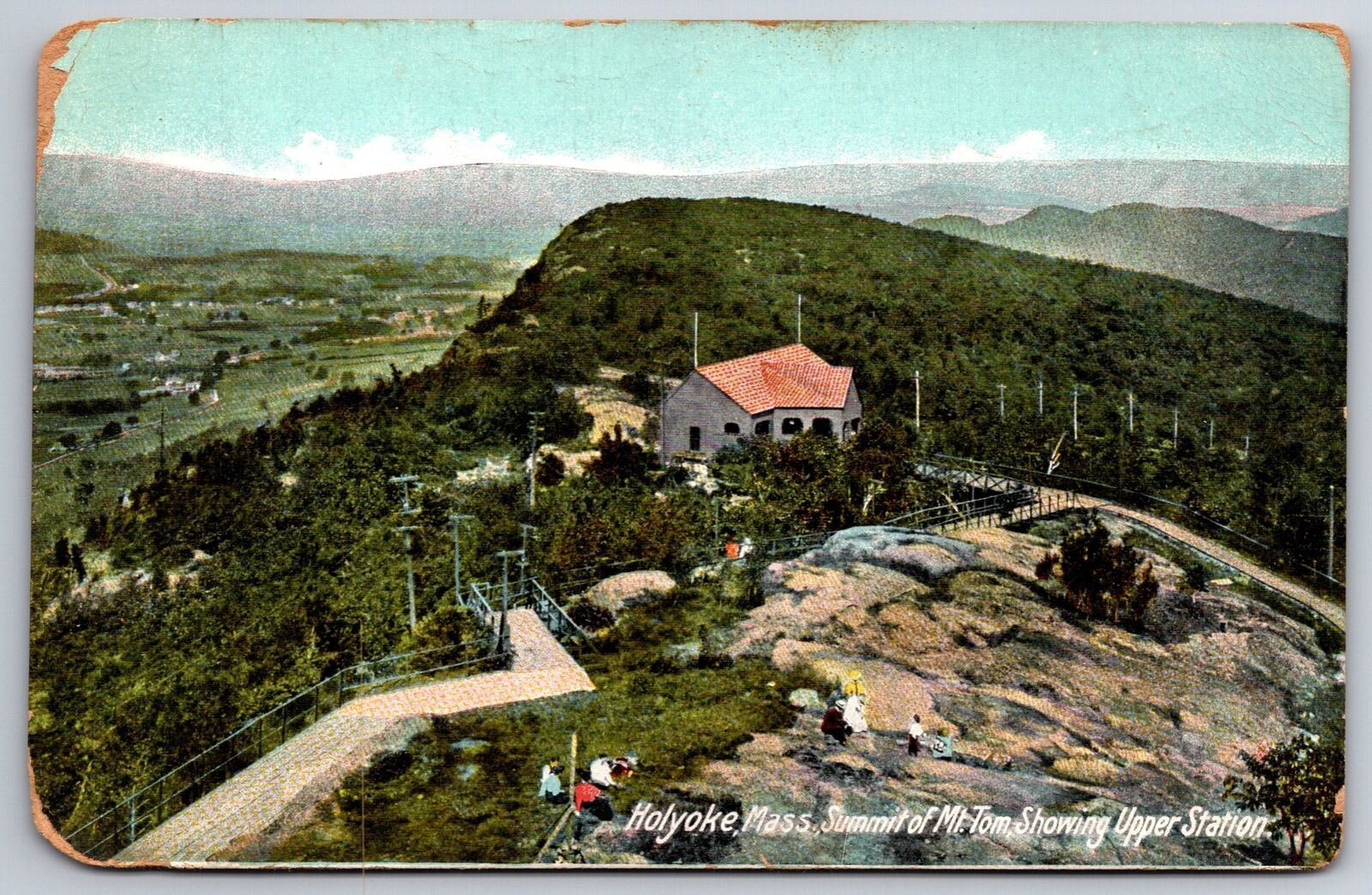 Holyoke Massachusetts~Mount Town Upper Station~Picnickers~c1910 Postcard