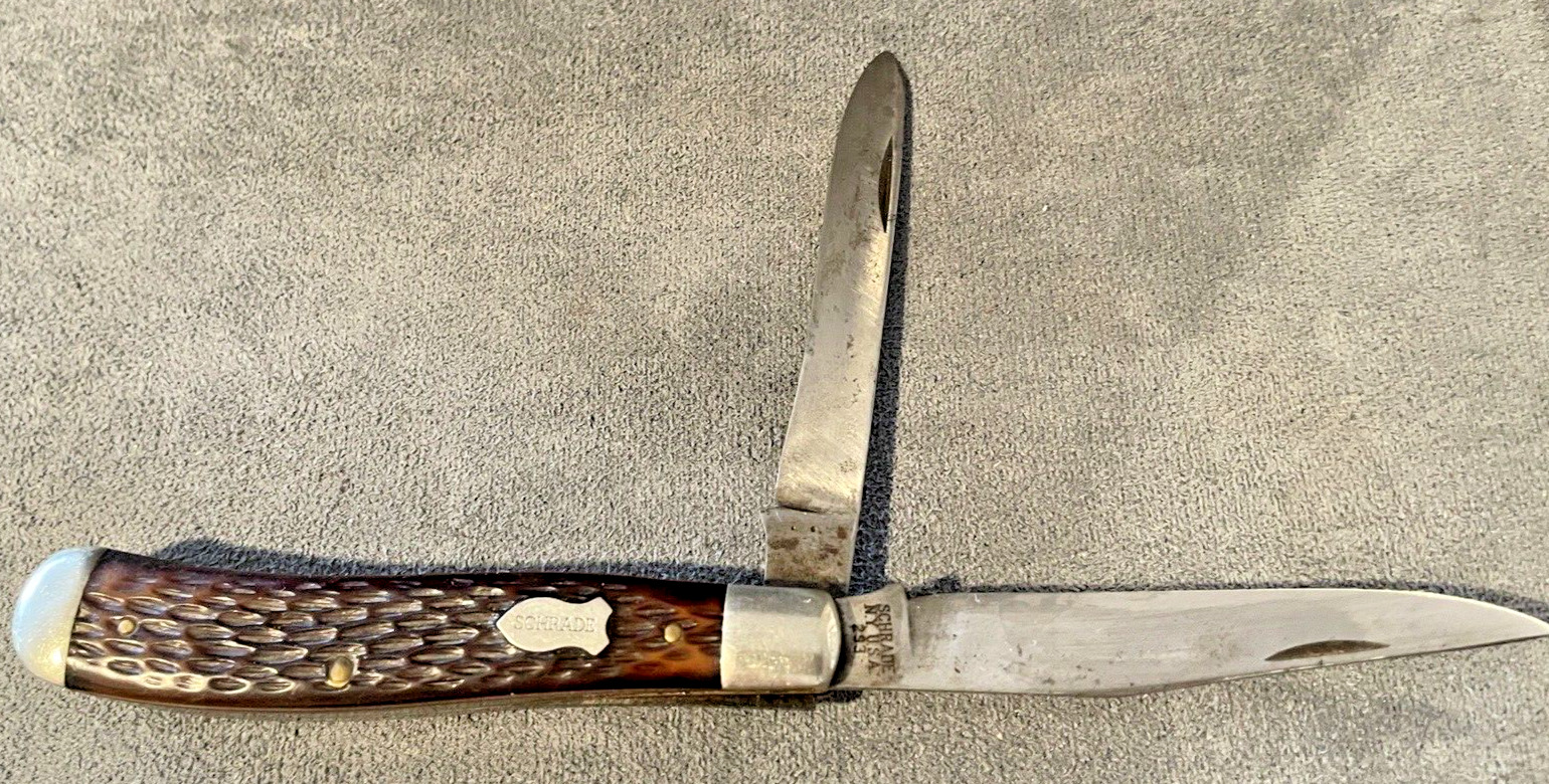 Vintage Schrade #293 2 blade Trapper pocketknife Made in USA--350.24