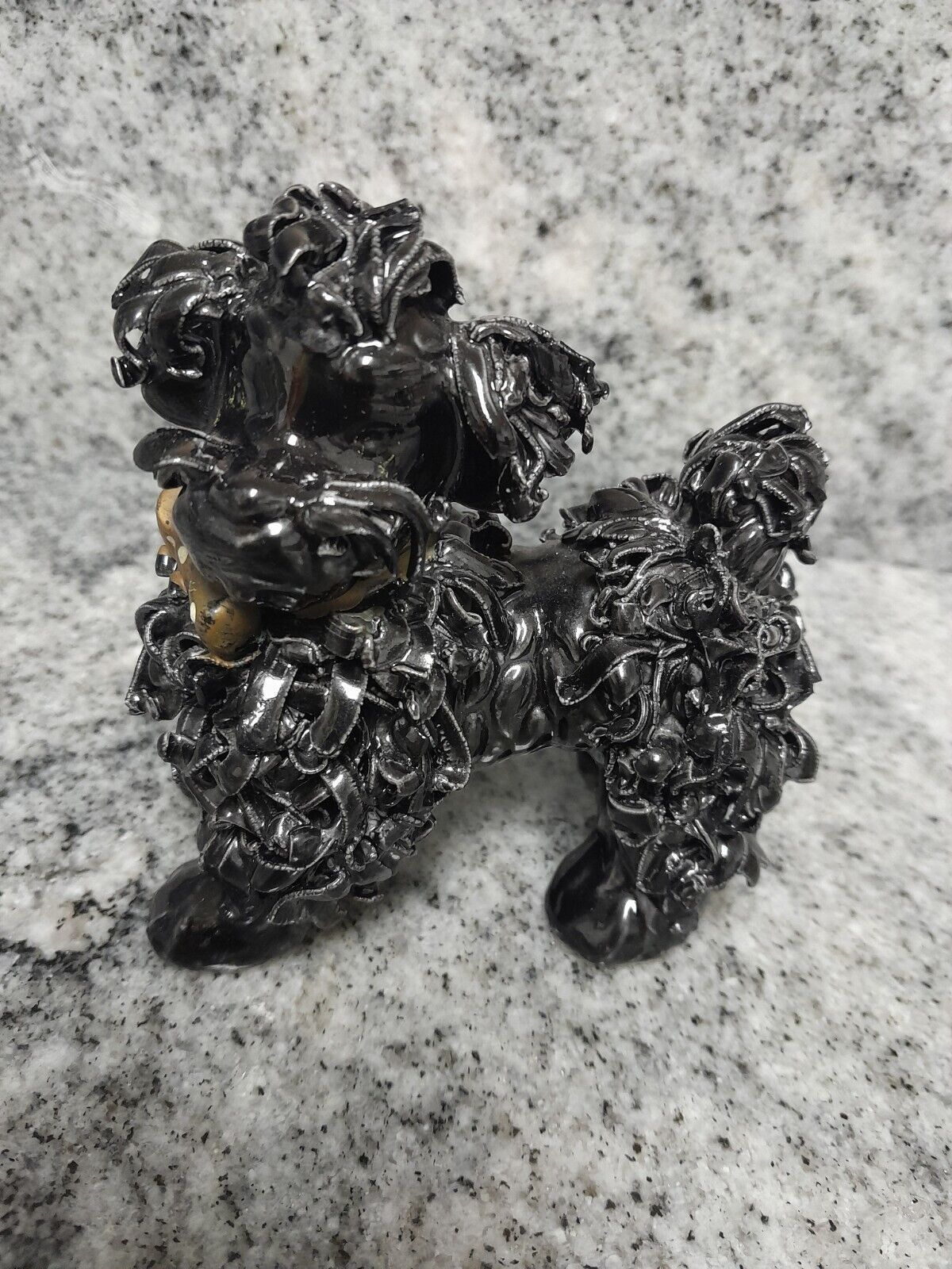  Large Vintage 50\'s Black SPAGHETTI PORCELINE POODLE dog Figurine