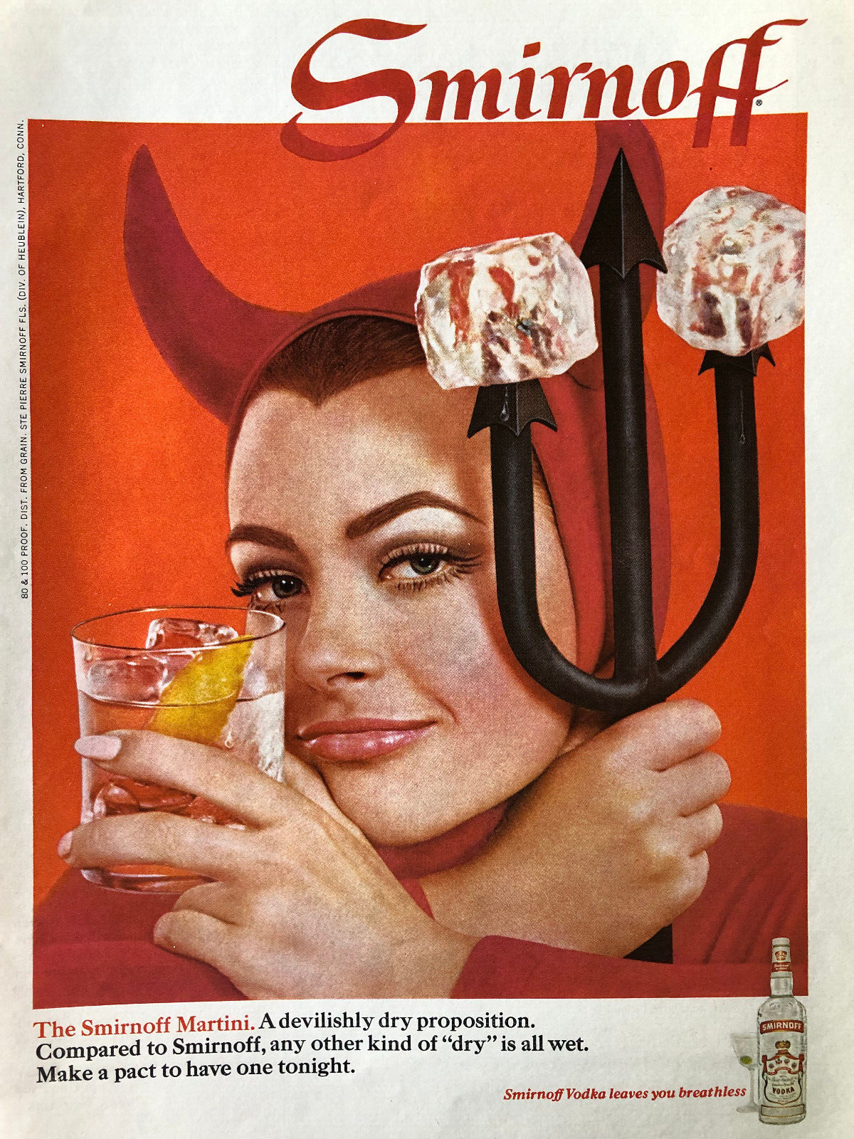 Vintage 1968 Sexy Smirnoff vodka original color ad LI050
