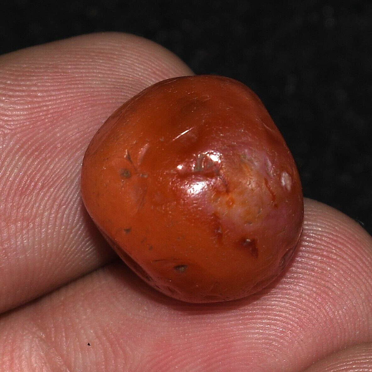 Genuine Ancient Round Middle Eastern Carnelian Stone Bead in Perfect Condition