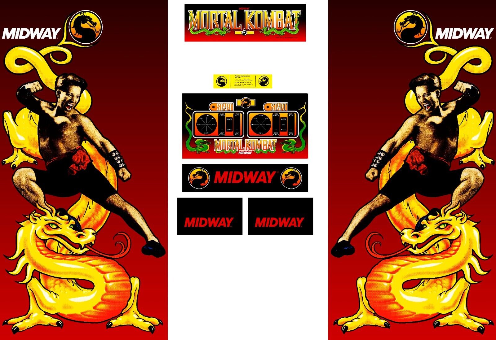 MK1 Mortal Kombat Arcade Side Art Full Set 8pc Artwork Textured CPO Satin Finish