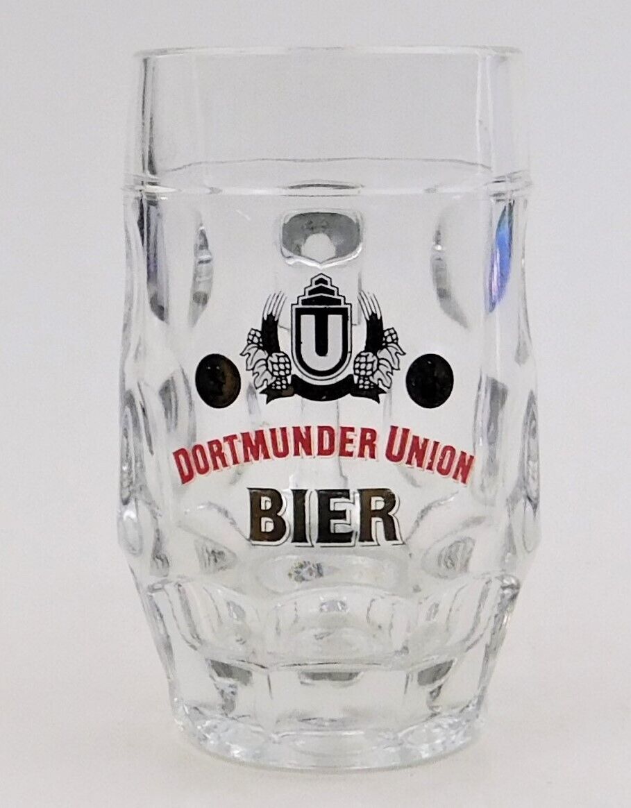 Dortmunder Union Bier Clear Thumbprint Glass Beer Mug 0.2L W Germany Vintage