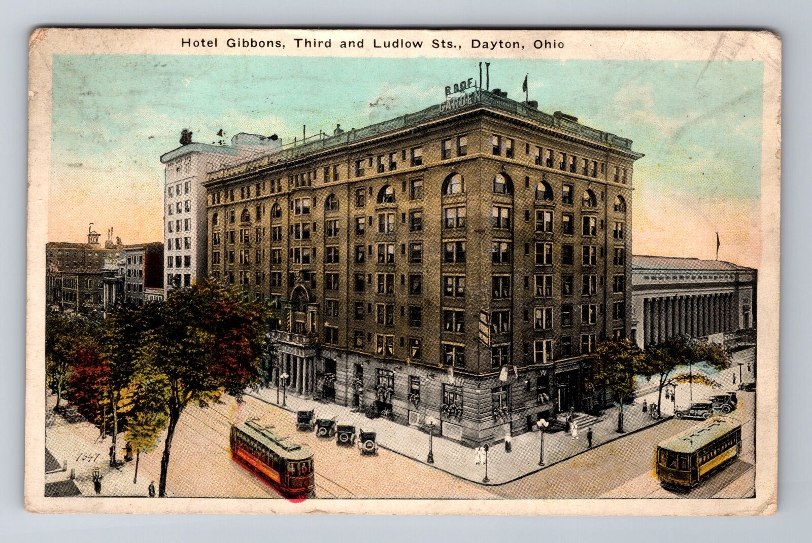 Dayton OH-Ohio, Hotel Gibbons, Advertising, c1924 Antique Vintage Postcard