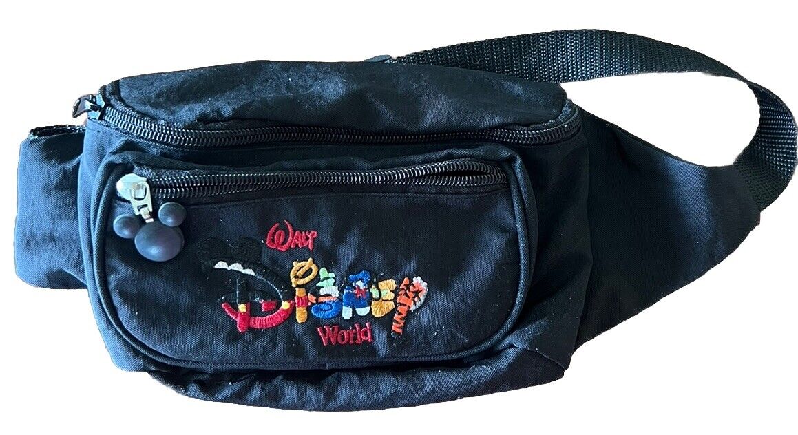 Vintage 90\'s Disney World  Logo Embroidered Fanny Pack Belt Bag Mickey See dis