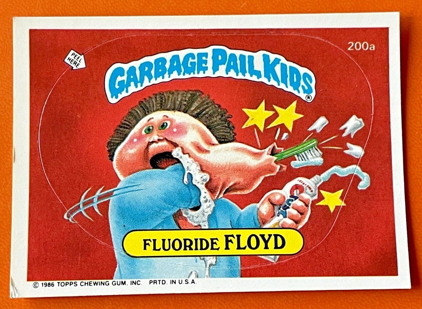 1986 Topps OS5 Garbage Pail Kids 200a FLUORIDE FLOYD Trading Card DIECUT ERROR