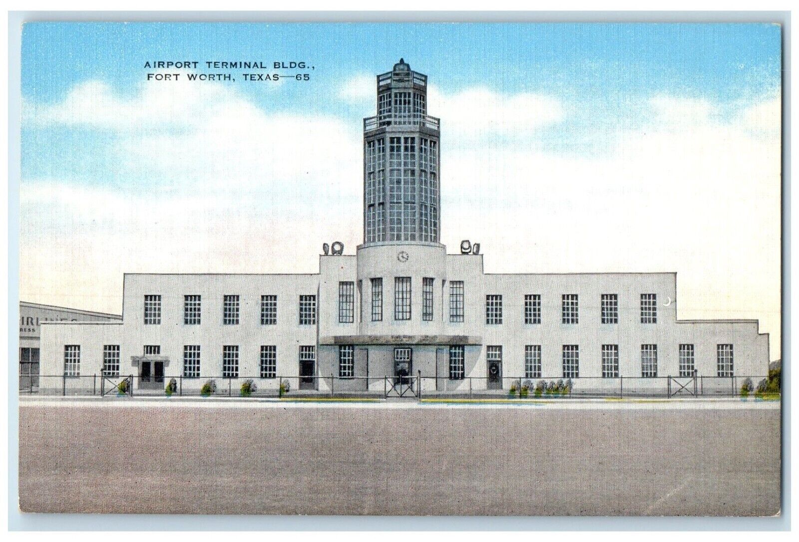 c1940 Airport Terminal Building Exterior View Fort Worth Texas Vintage Postcard