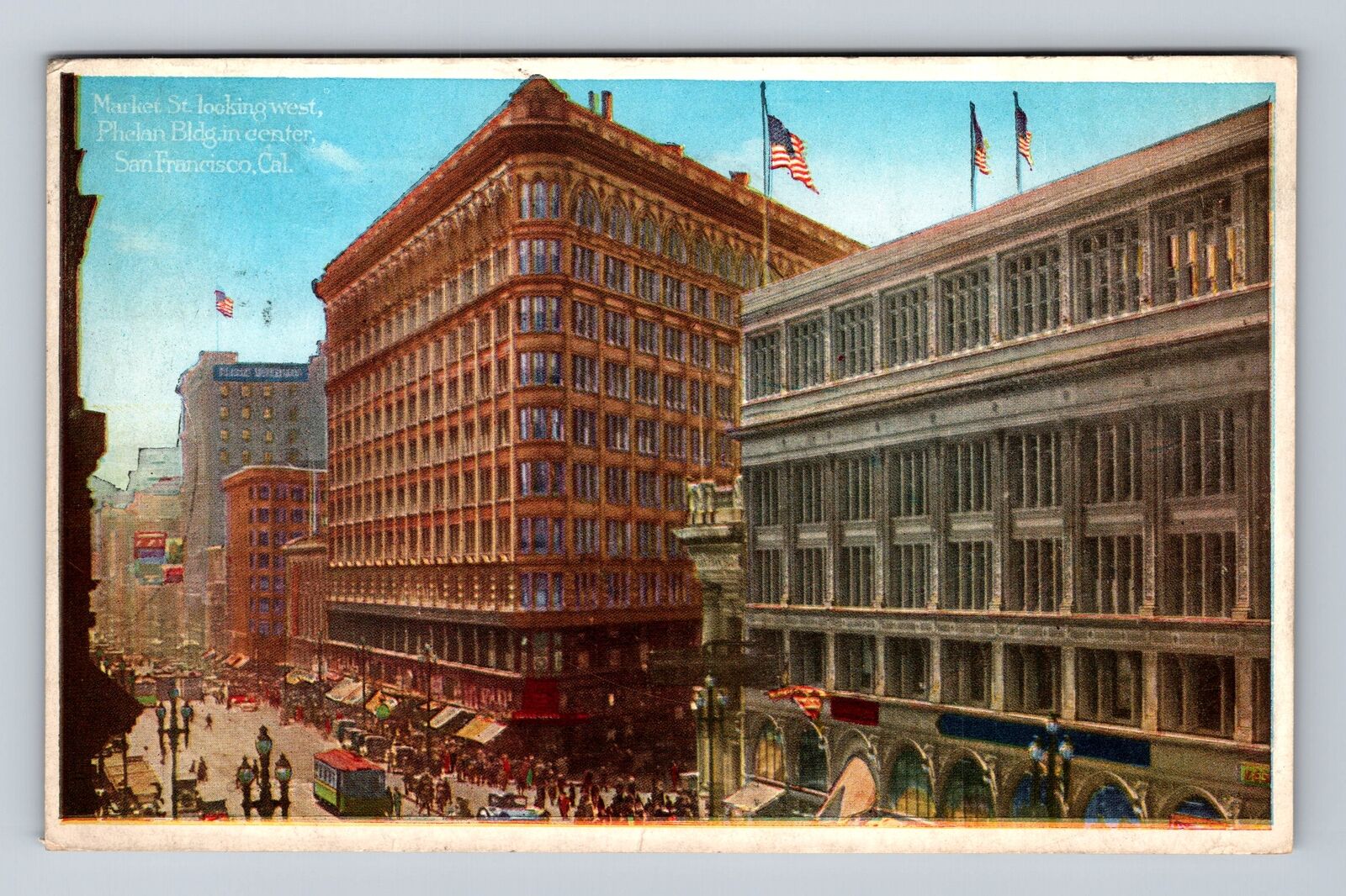San Francisco CA-California, Phelan Building, Market Street, Vintage Postcard