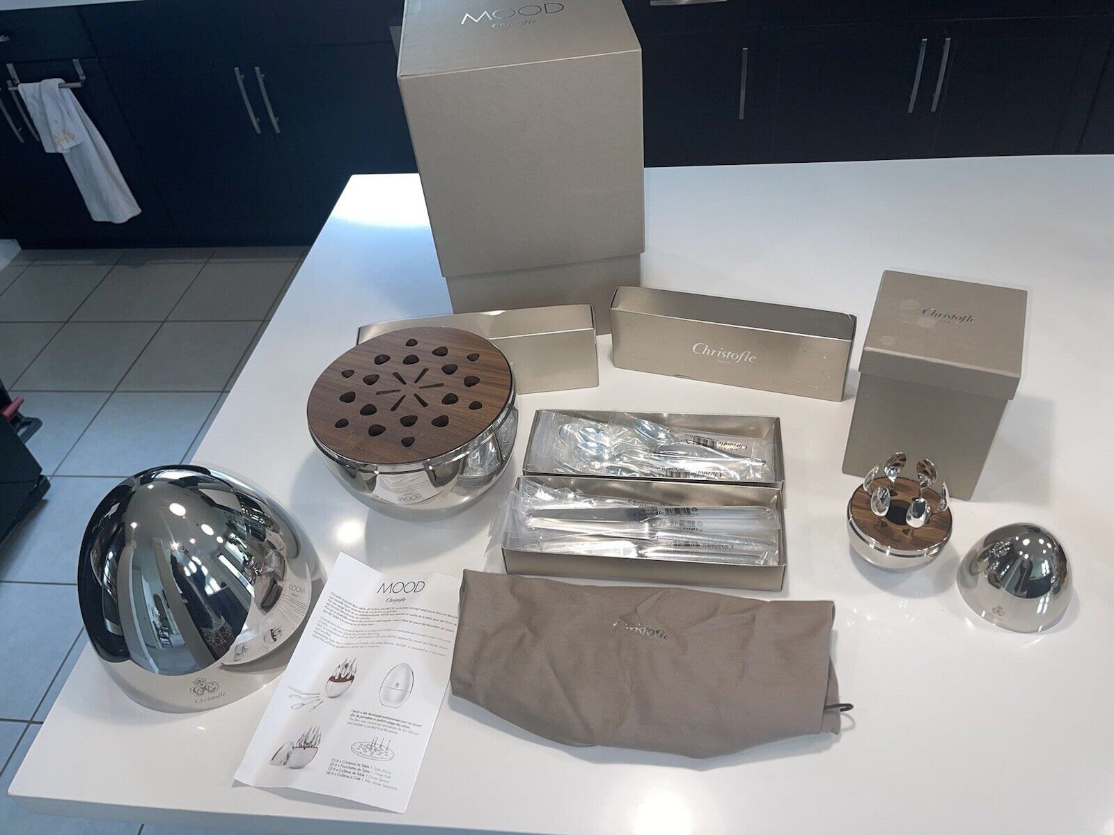 Authentic New Christofle Mood 24-pc Flatware & 6-pc Espresso Spoon Set Collector