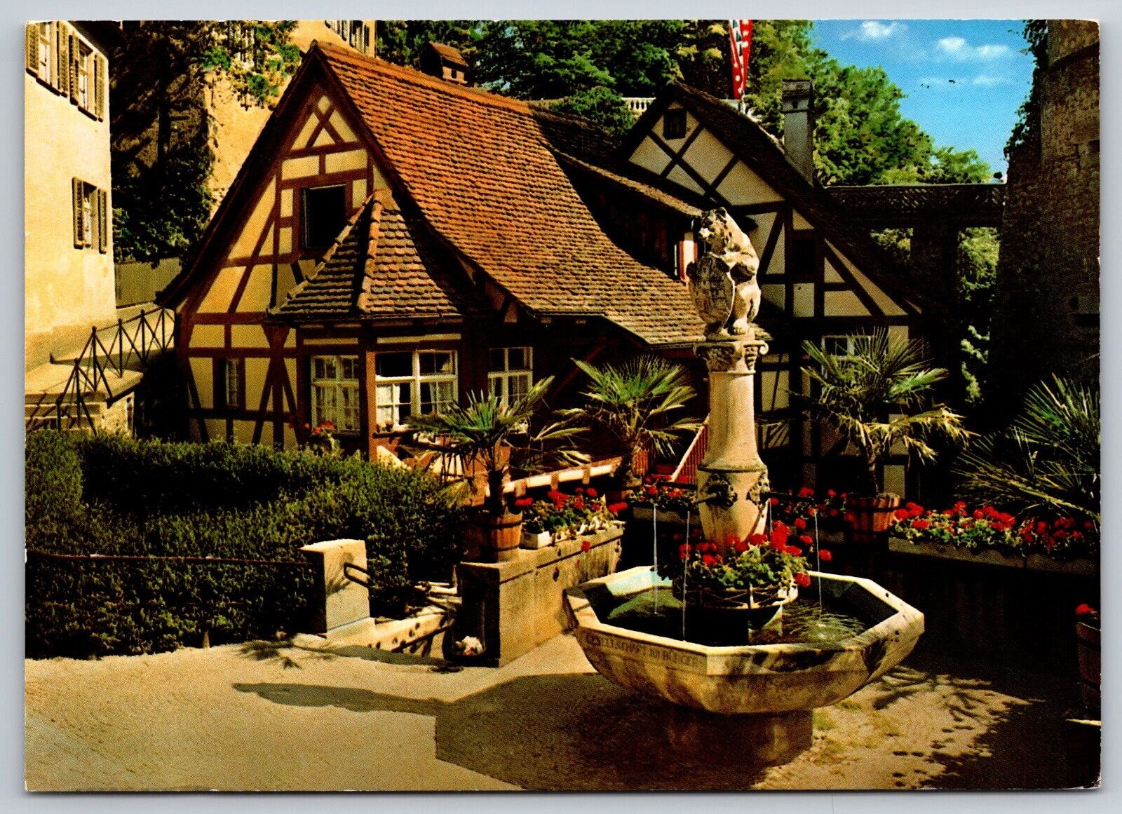 Postcard Germany Meersburg at Lake Constance Bear Fountain c1992  2H