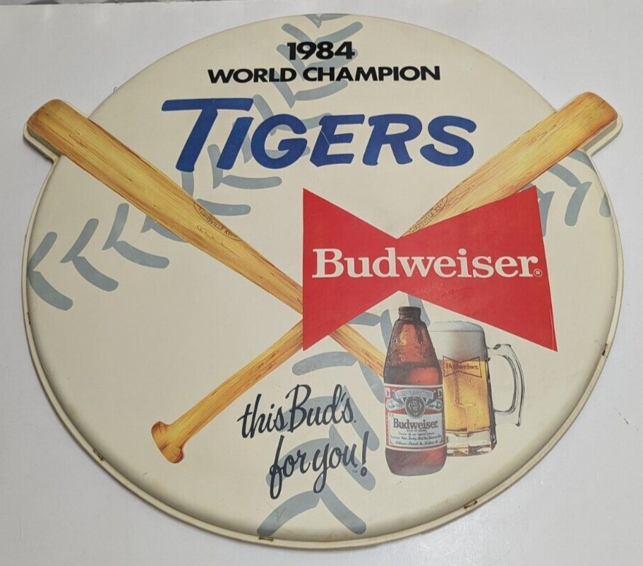 Vintage Baseball Advertising Sign 1984 World Champion Tigers Budweiser Beer 28\