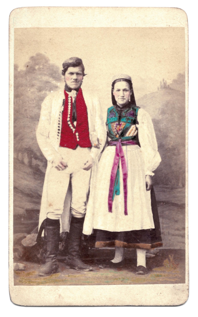 1880s 1890s Man And Woman Trachten Dirndl German CDV Reutlingen Cabinet Card