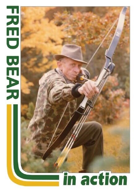 Fred Bear trading card - art card-archery, hunting - Headworms Trading Cards