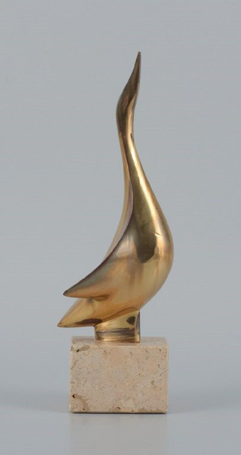 Philippe Jean, French sculptor. Abstract bronze sculpture. Swan. 1980s
