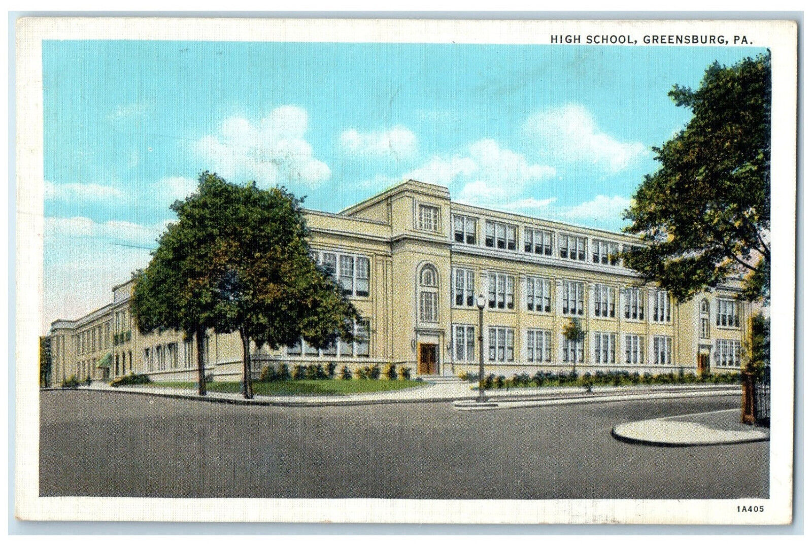 1936 High School Greensburg Pennsylvania PA Vintage Posted Postcard
