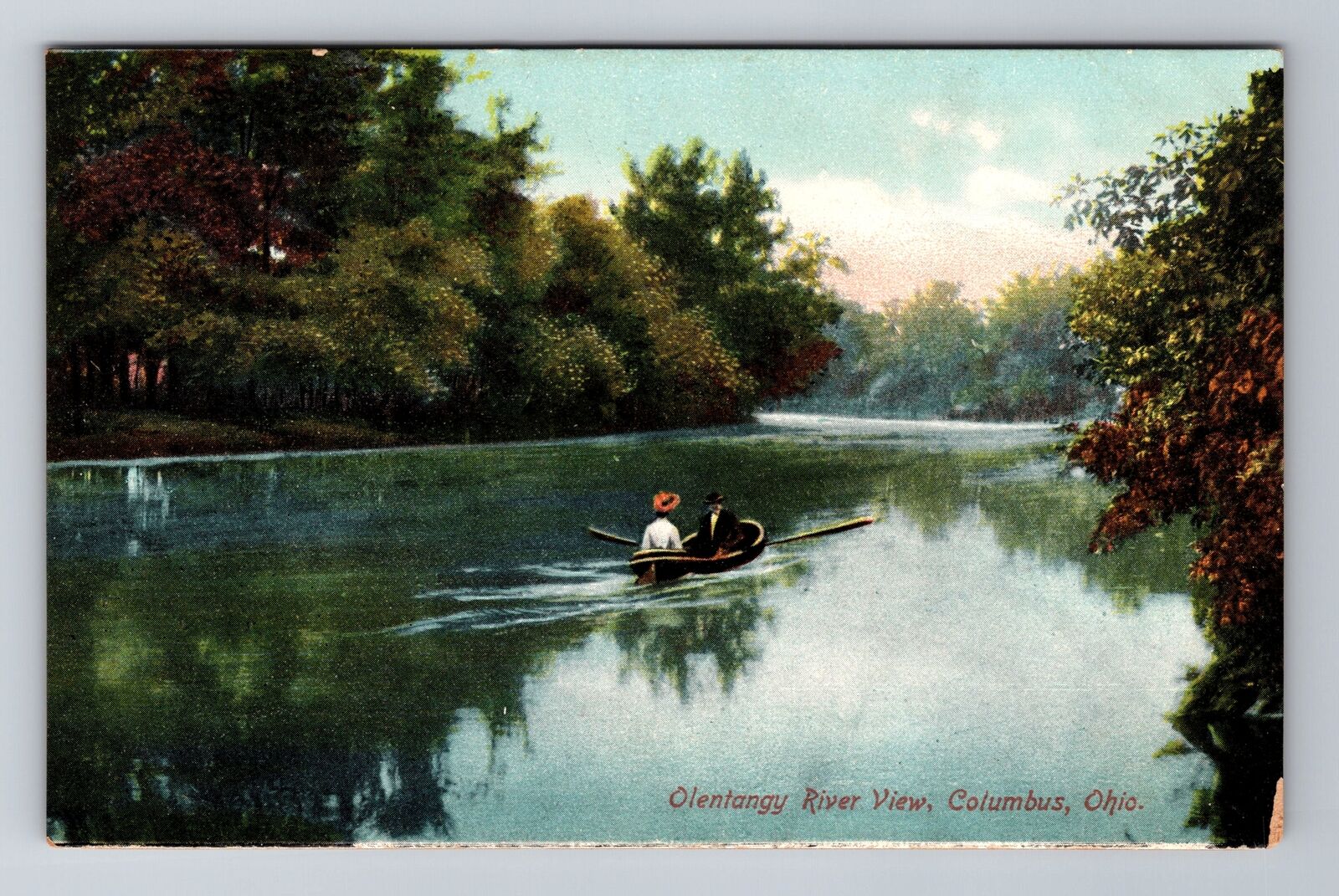 Columbus OH-Ohio, Olentangy River, Antique, Vintage Souvenir Postcard