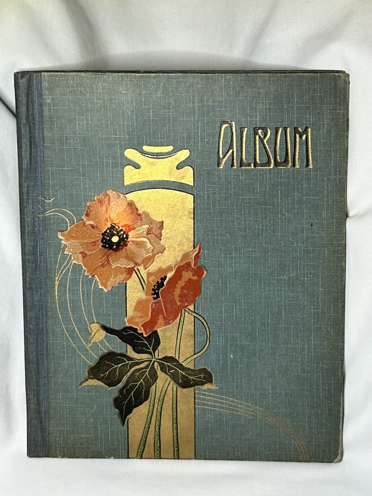 Antique Postcard Photo Storage Book Album ~ Victorian Style Flowers ~ EMPTY