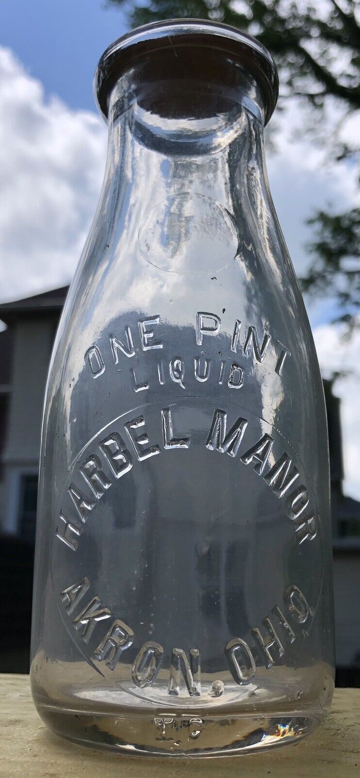 RARE Harvey Firestone Harbel Manor Pint Milk Bottle Akron, Ohio West Side