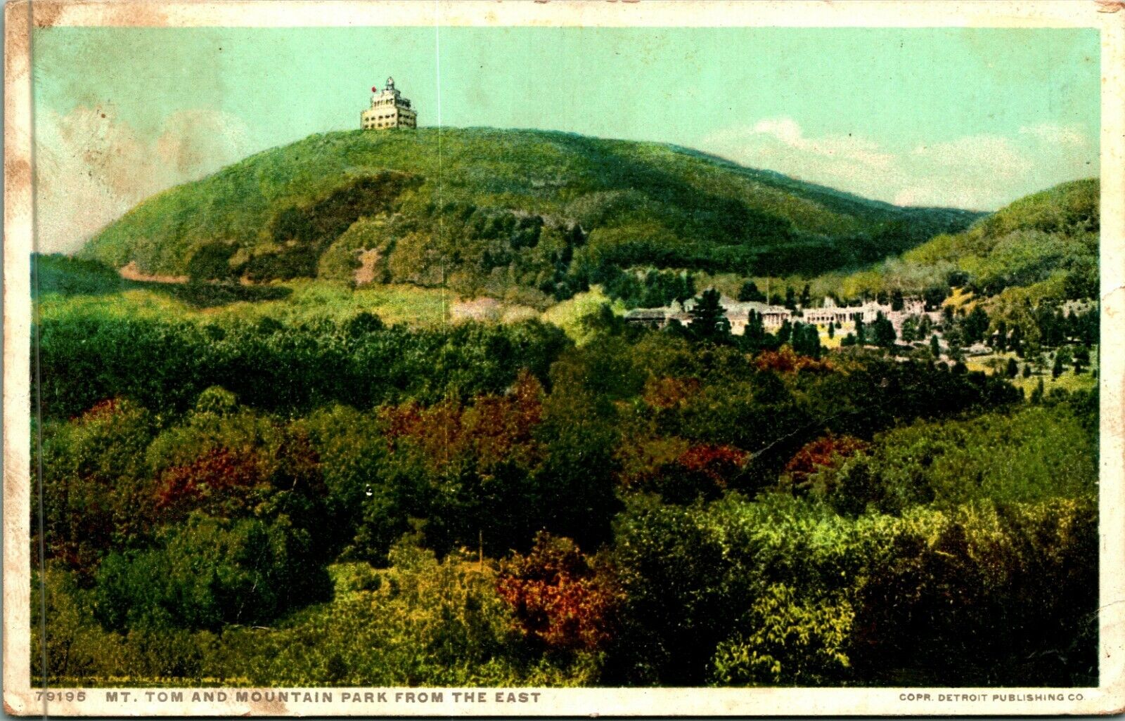 Mount Tom Mountain Park Holyoke Massachusetts MA 1928 Phostint Postcard
