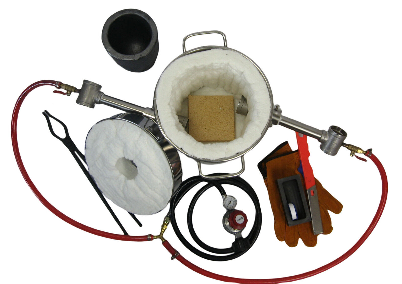 LSMIITTH Dual Burner 8 KG Gas Melting Furnace Kit Propane Forge Casting Tool