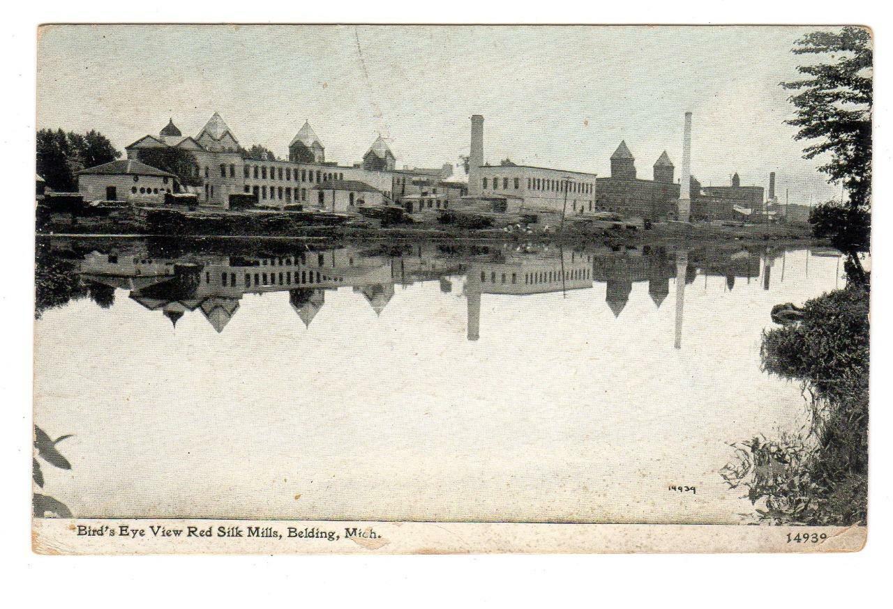 MI - BELDING MICHIGAN 1912 Postcard RED SILK MILLS