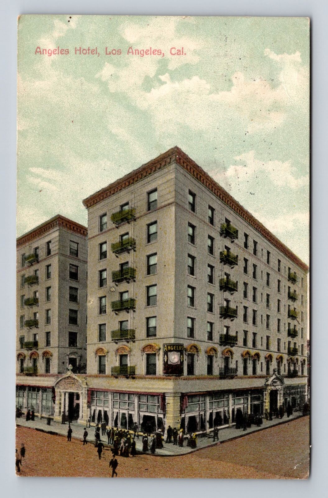 Los Angeles CA-California, Angeles Hotel, Advertisement, Vintage c1907 Postcard