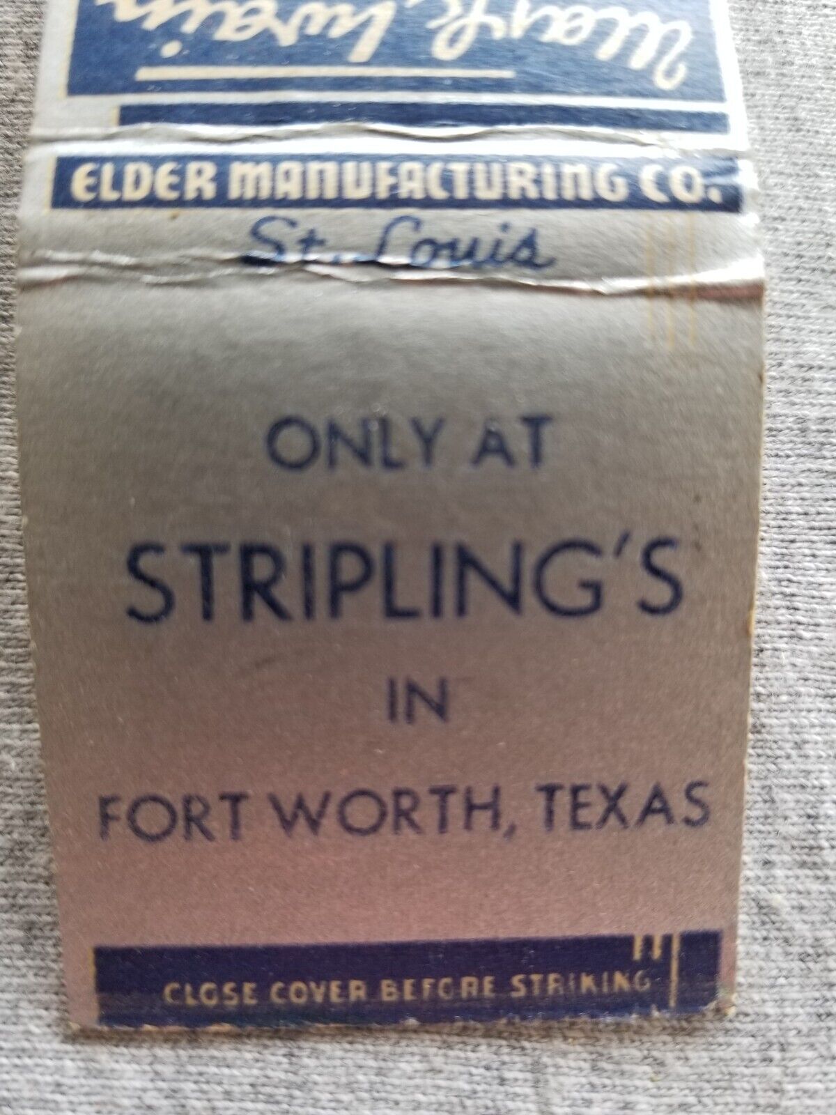 Vtg FS Matchbook Cover Fort Worth TX Striplings Mark Twain Shirts for Men WEAR