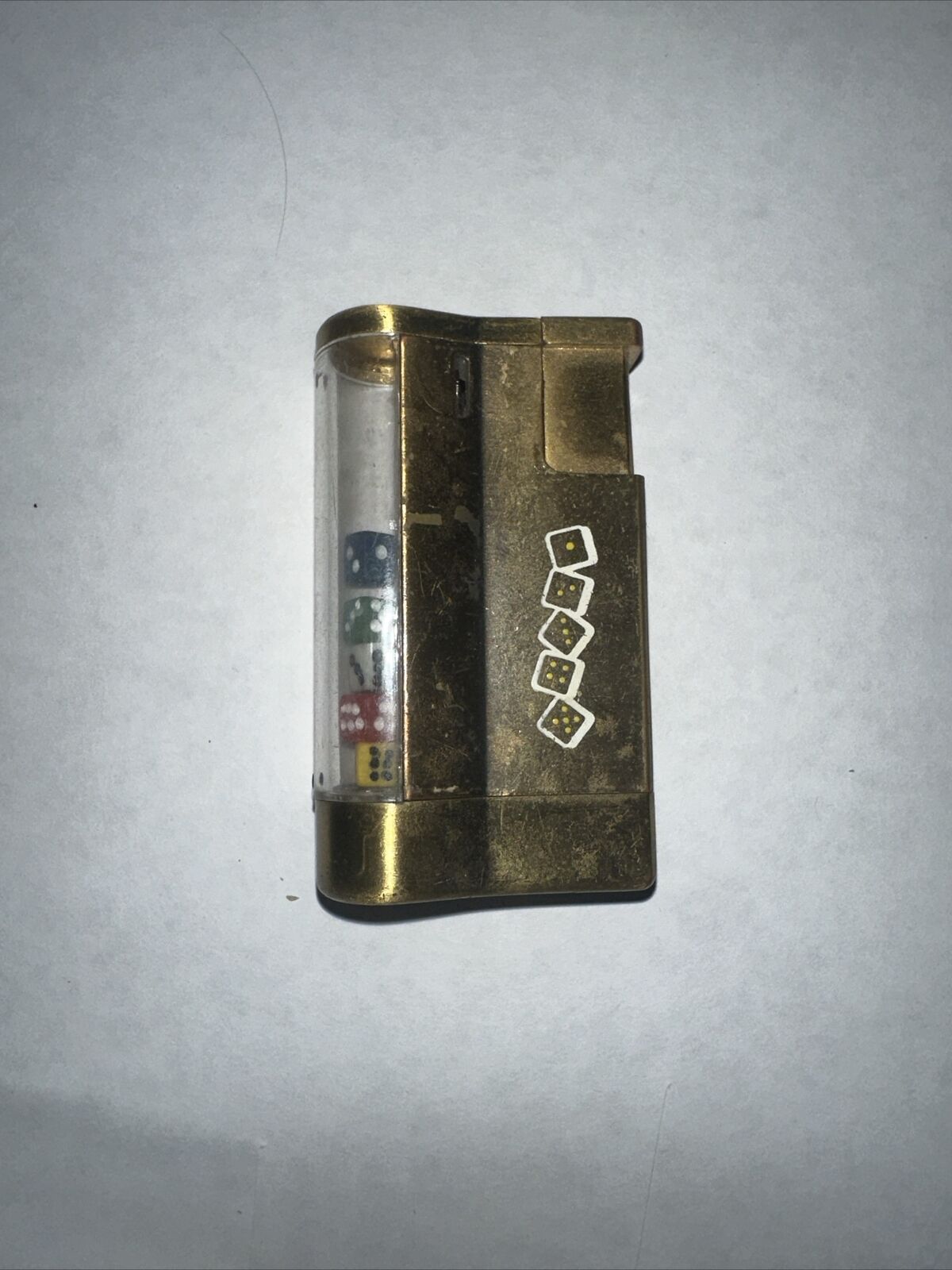 RARE Unique Circus Circus Refillable Butane Lighter with Floating Dice Gold
