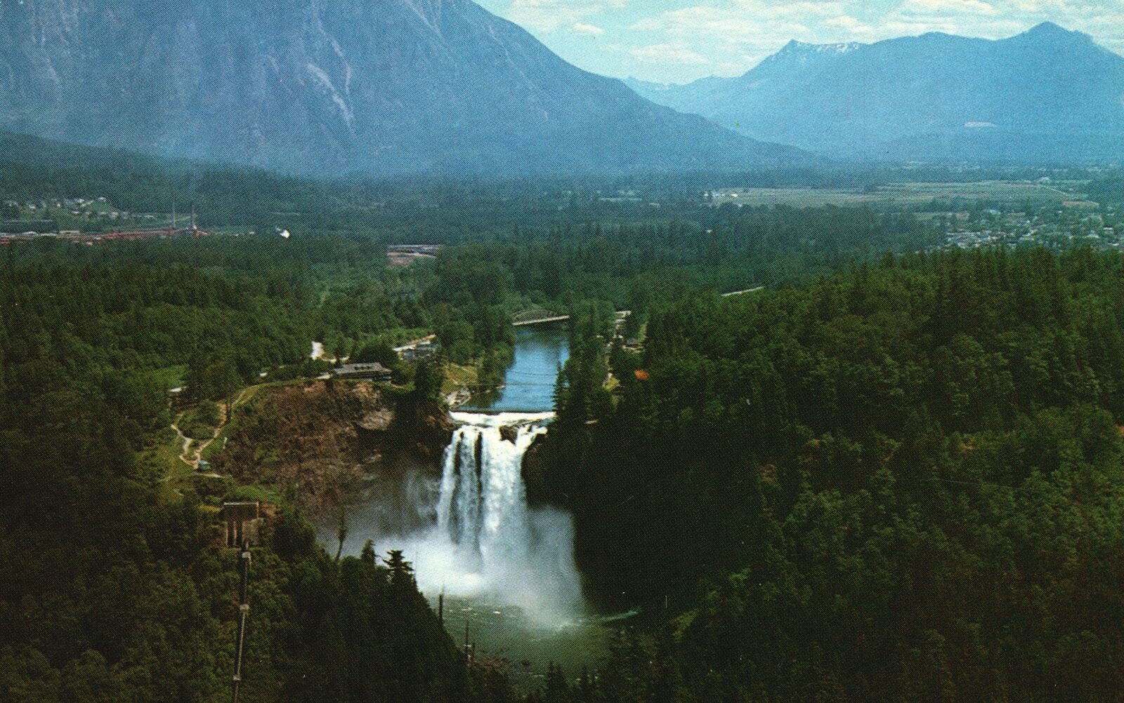 Vintage Postcard Snoqualmie Falls Waterfalls Valley Cascade Mountain Washington
