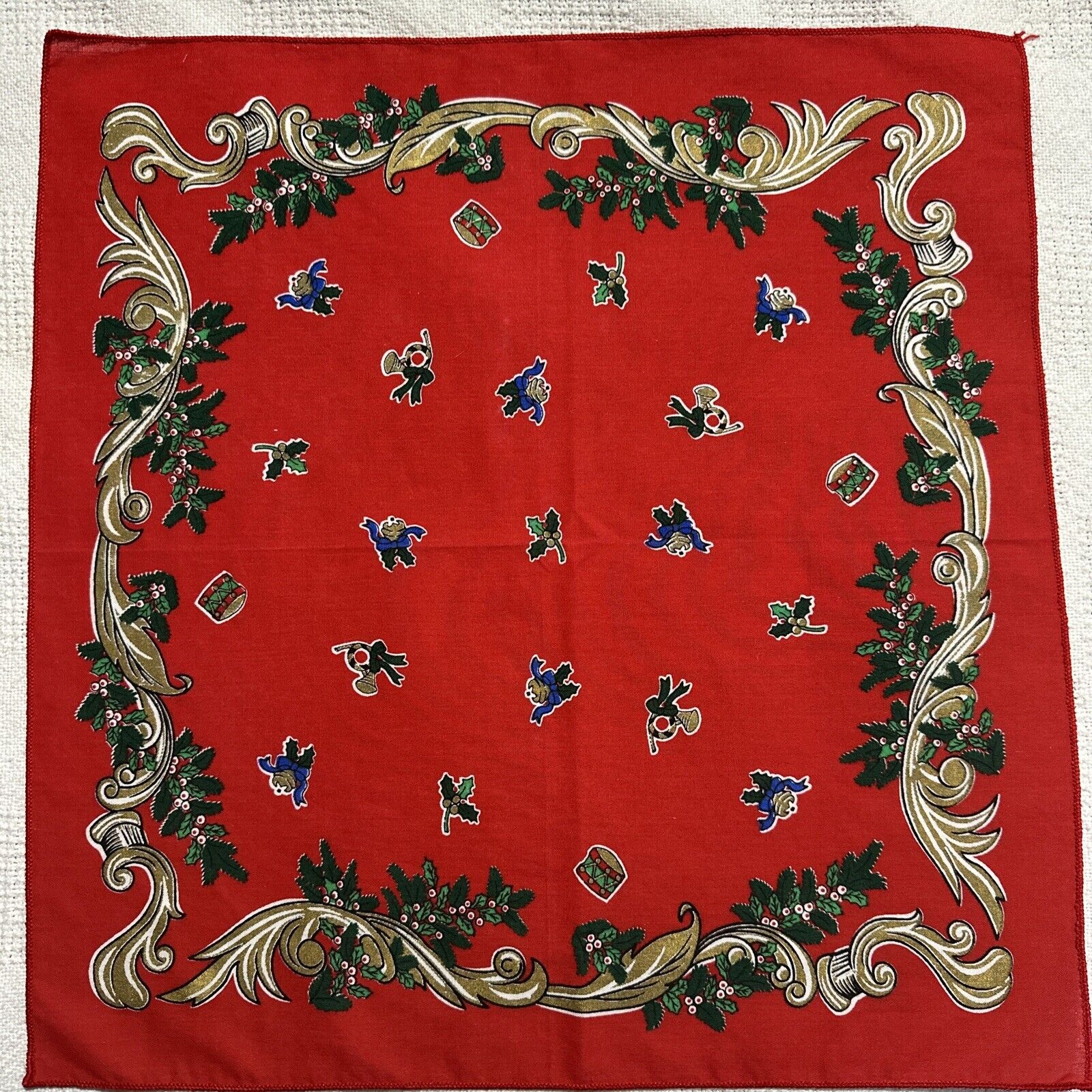 Vintage Christmas Cloth Napkins Set of 8 Holiday Table Decor Red 17\