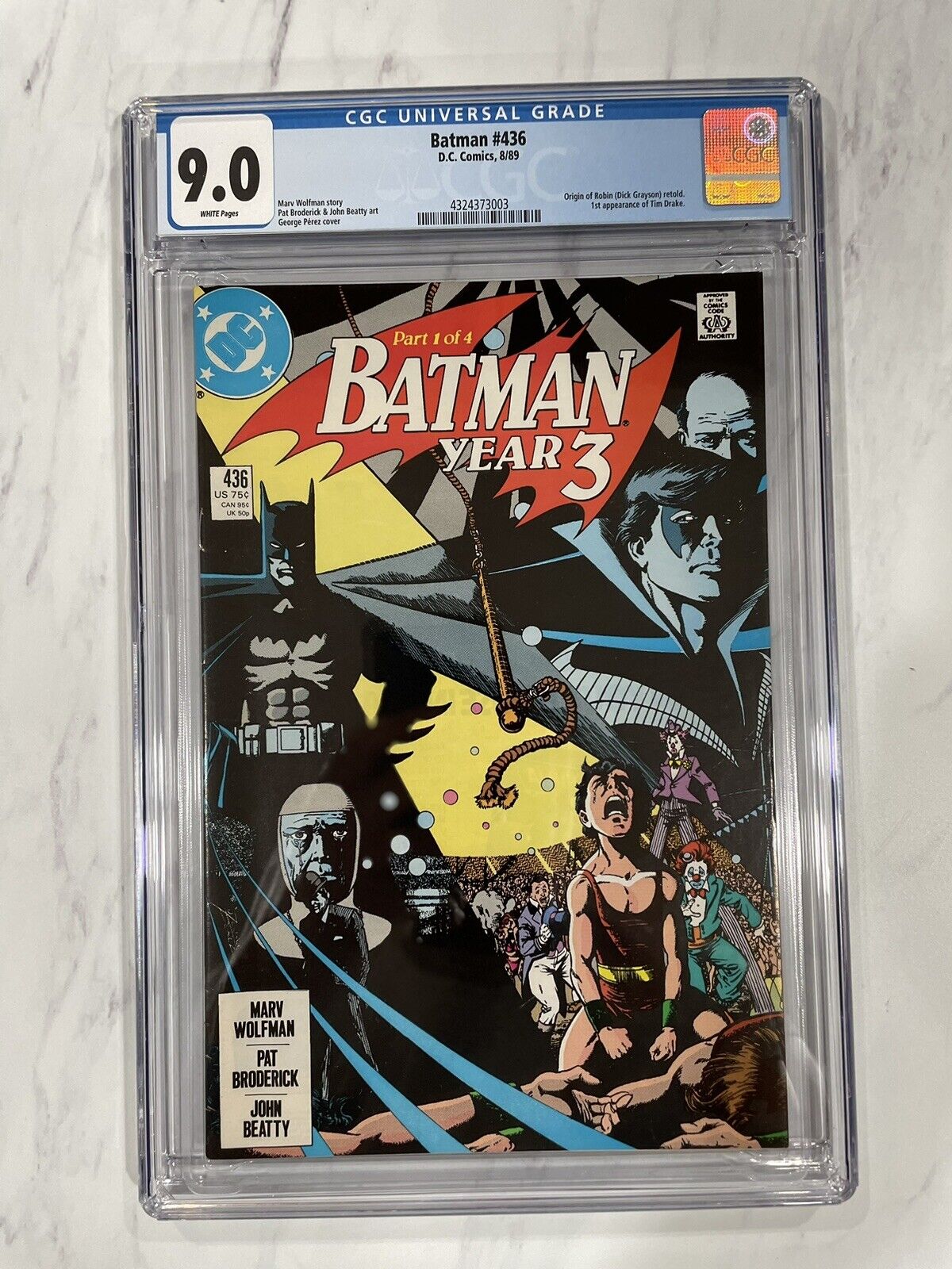 Batman #436 1st Print CGC 9.0, WP, Origin of Robin, 1st Appearance of Tim Drake